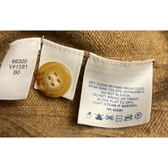 Lands End Mens Medium Lambswool Camel Button-Front Cardigan Vest preppy - Picture 5 of 9